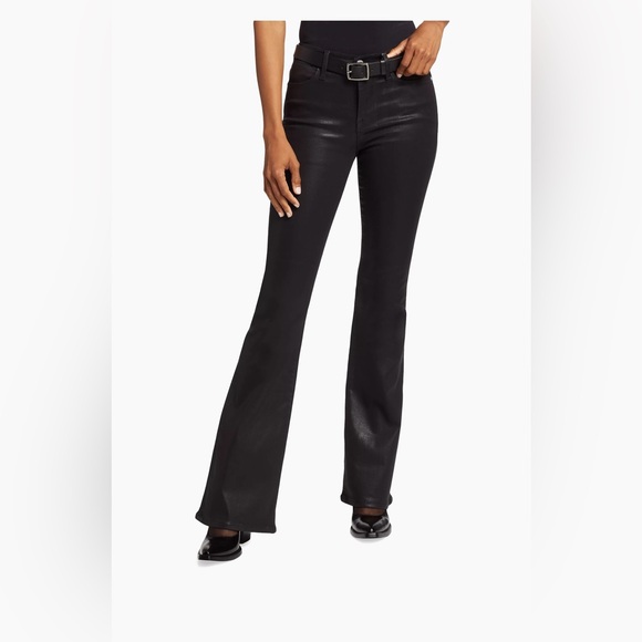 BNWOT Frame Le High Flare Coated Noir Jean size 30 - Picture 3 of 9